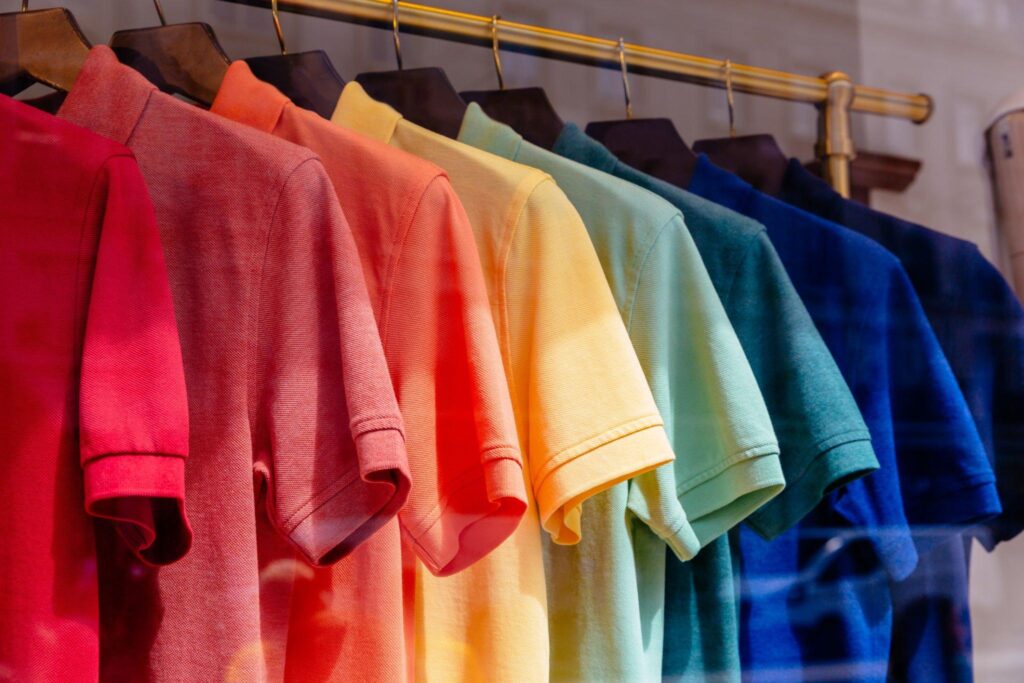 Multi-colored polo shirts